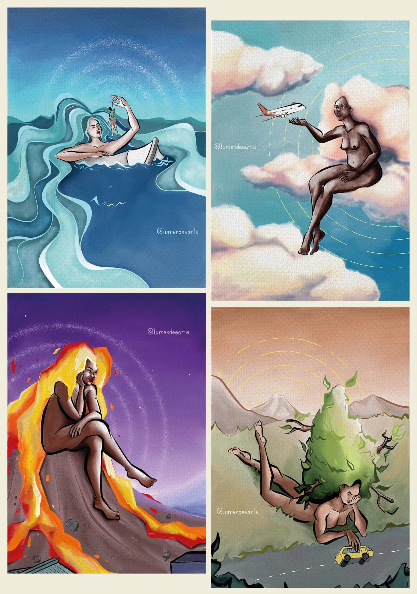 Natureza: Substantivo Feminino - Série de ilustrações